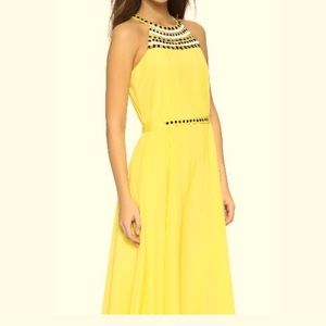 Shoshanna bright yellow beaded gown